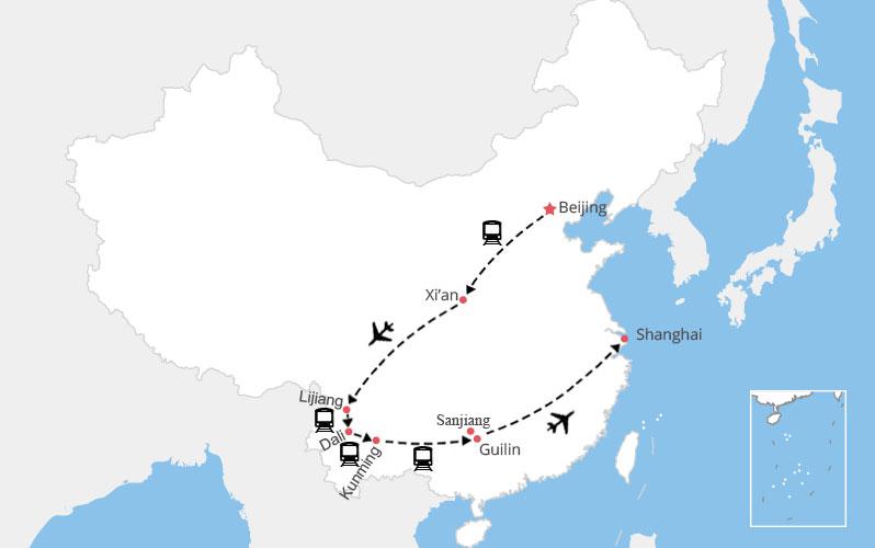 circuit chine 15 jours carte