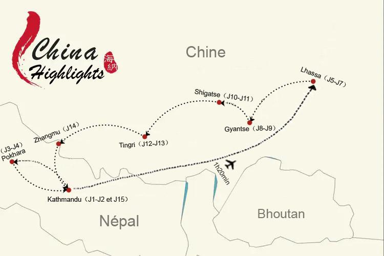 Népal Tibet carte