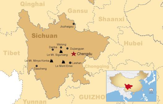 la carte détaillé du sichuan